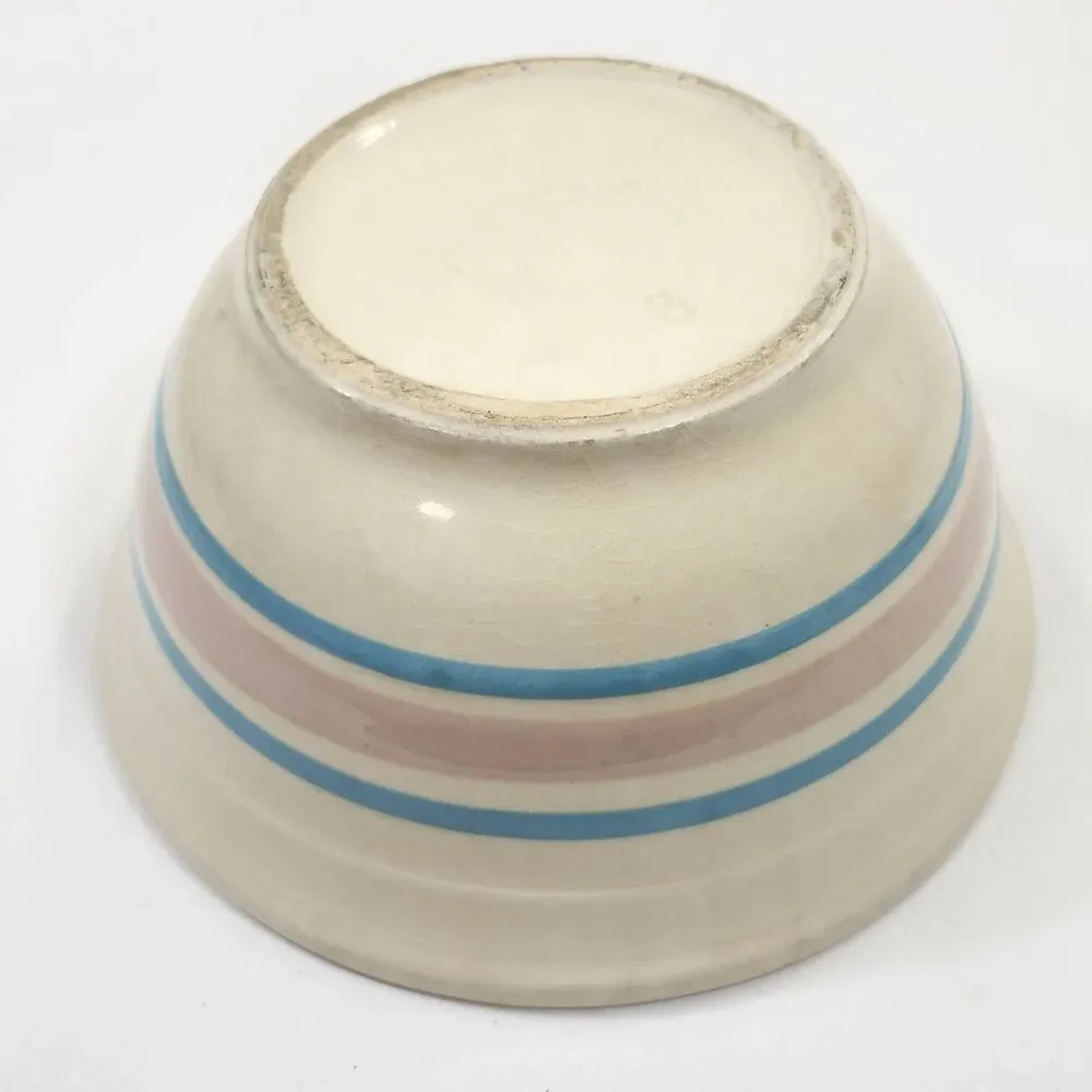 McCoy Oven Ware Pink Blue Nesting Mixing Bowls Set 8 & 10 Vintage Stoneware USA